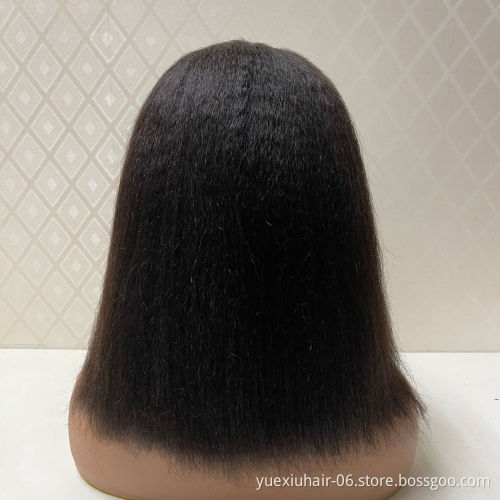 13x6 HD Lace Frontal Kinky Straight Short Cut Bob Wig Brazilian Virgin Human Hair Yaki Full Transparent Lace Closure Wig Vendor